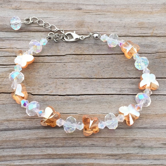 Austrian Crystal Orange Butterfly bracelet - Picture 4 of 4